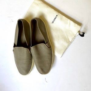 Vince Blair perforated leather gray slip on shoes